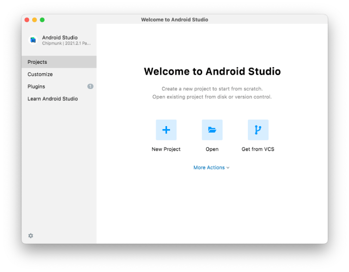 Android Studio Welcome